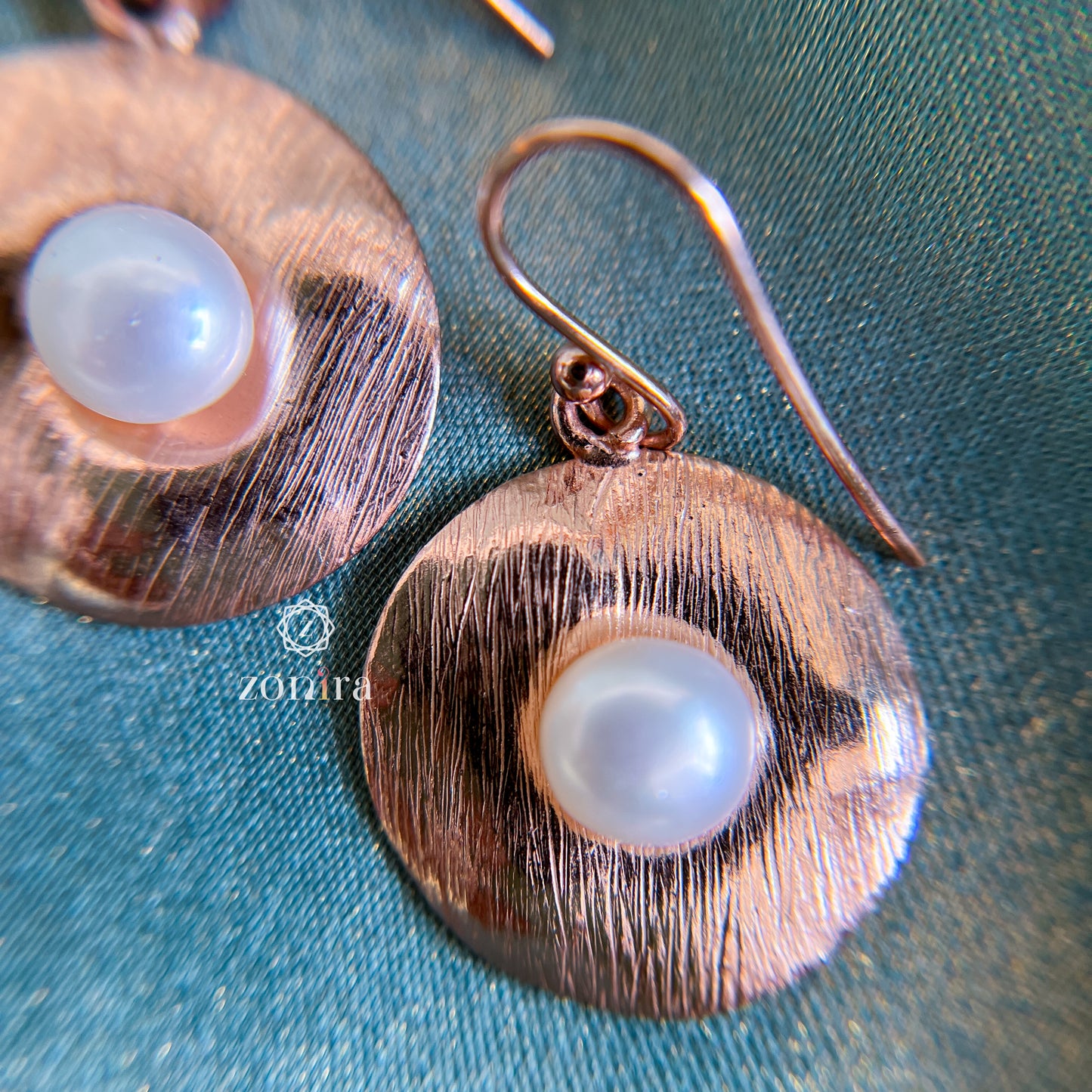 Ekayaa Silver Danglers - Pearls Rose-Gold