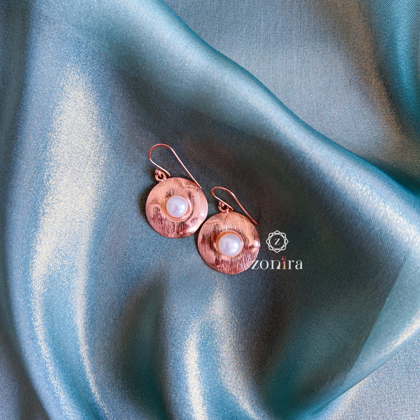 Ekayaa Silver Danglers - Pearls Rose-Gold