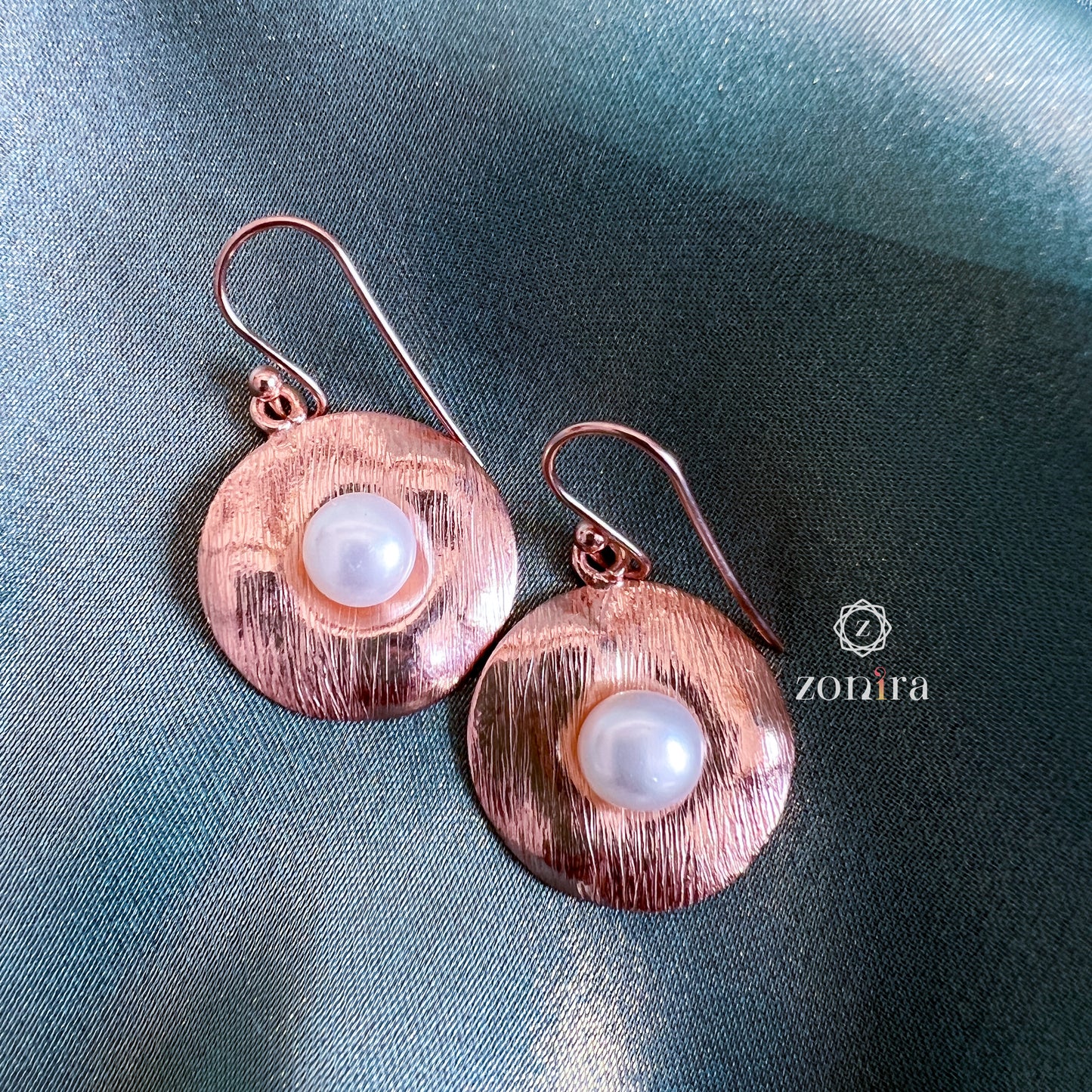 Ekayaa Silver Danglers - Pearls Rose-Gold