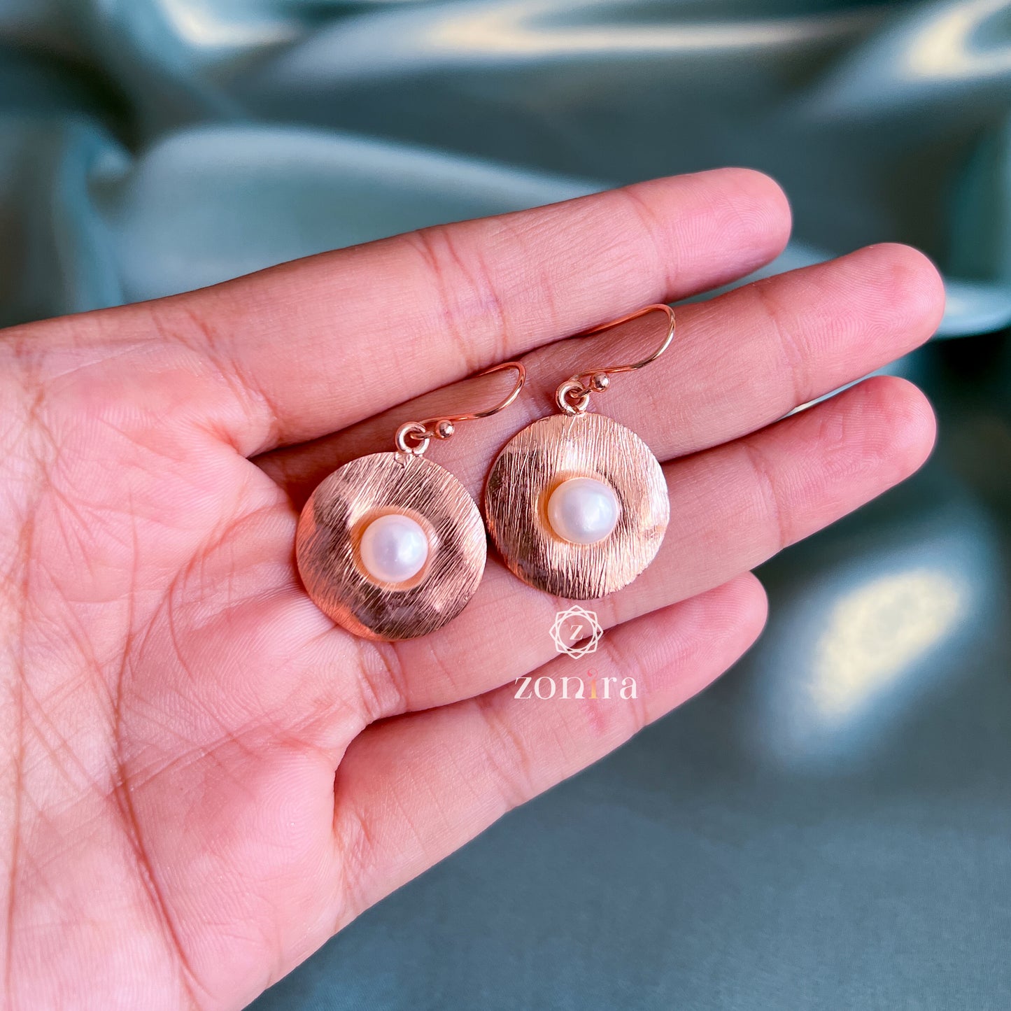 Ekayaa Silver Danglers - Pearls Rose-Gold