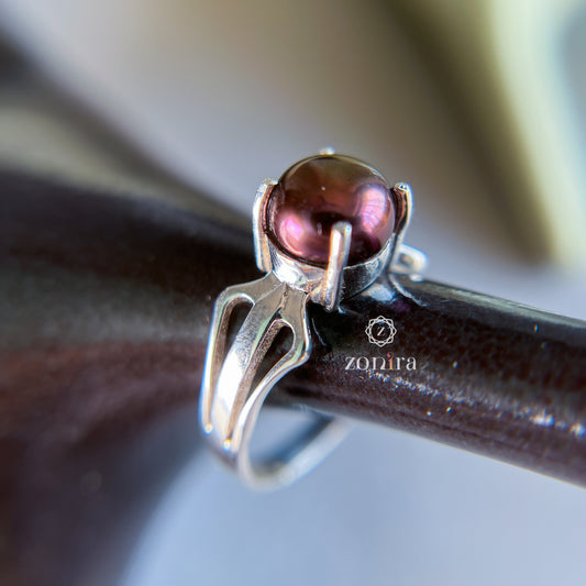 Bloom Silver Ring - Brown Pearl