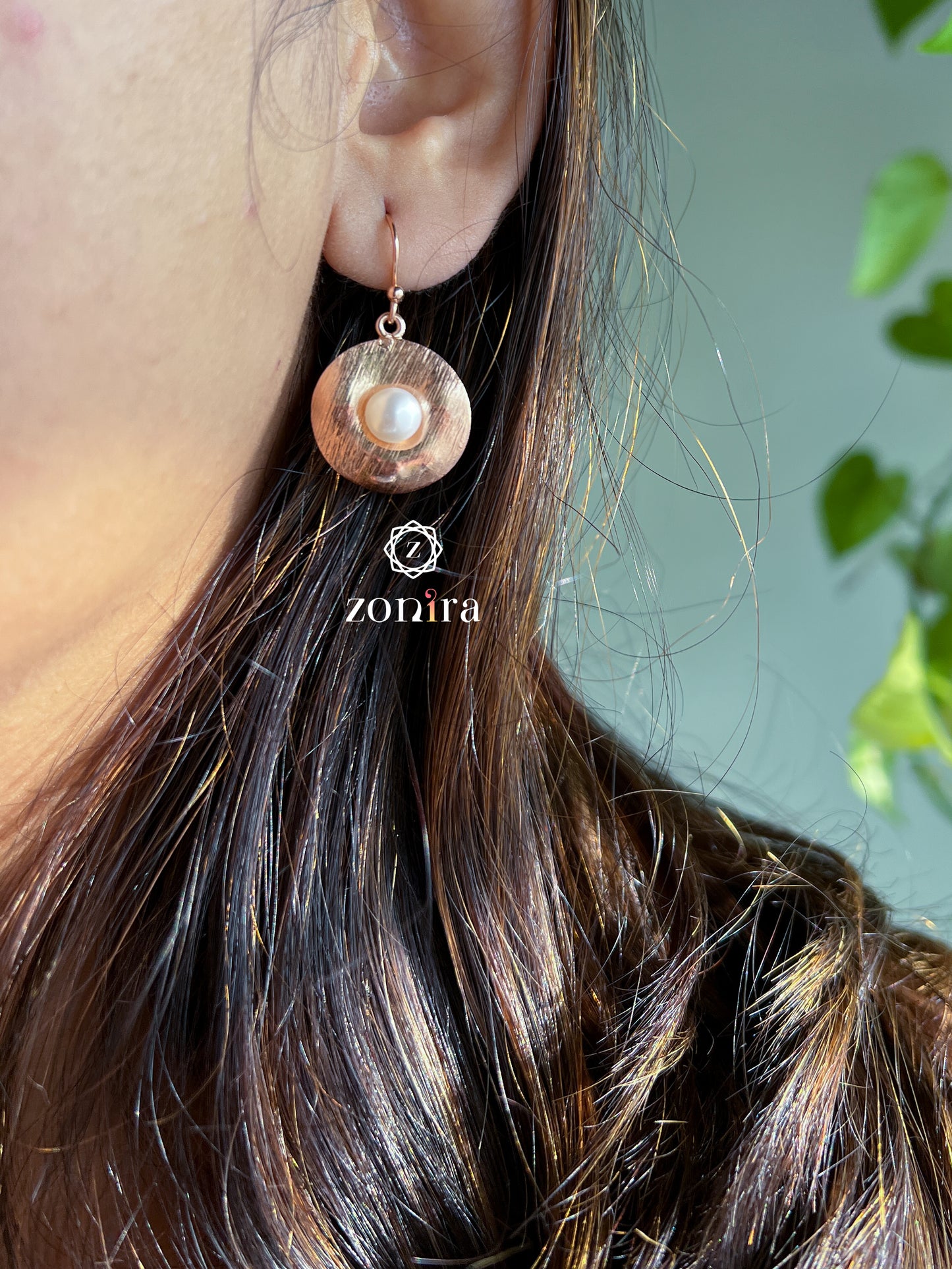 Ekayaa Silver Danglers - Pearls Rose-Gold