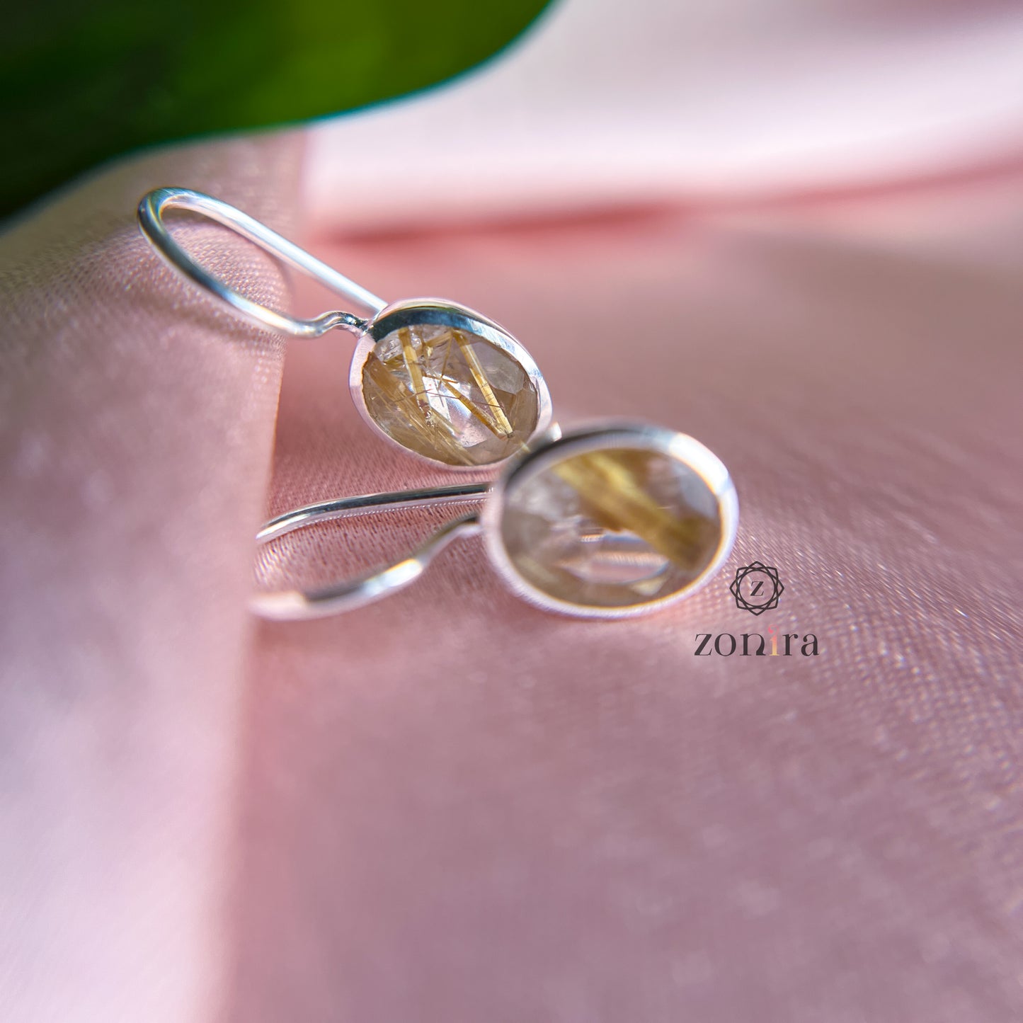 Ilaya Silver Earrings - Golden Rutile