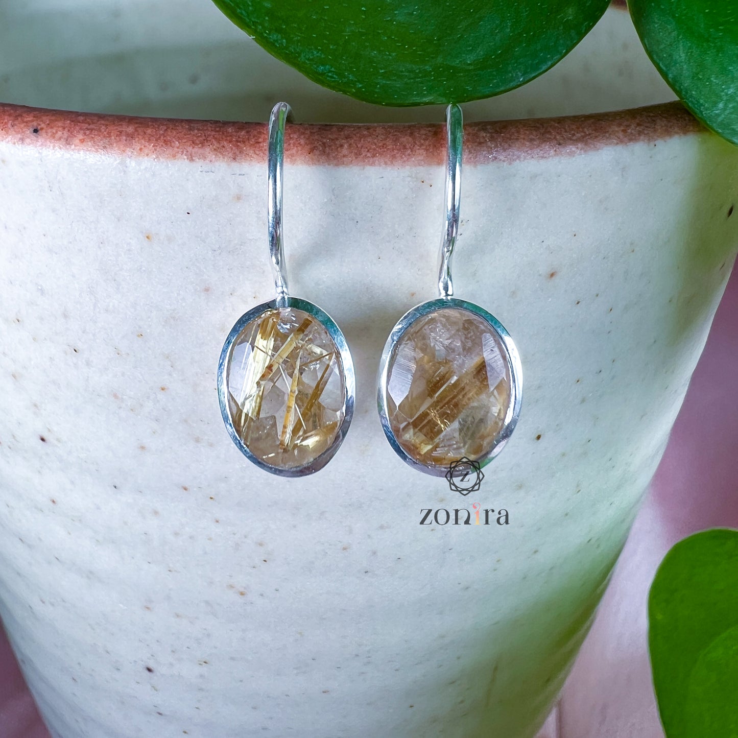 Ilaya Silver Earrings - Golden Rutile