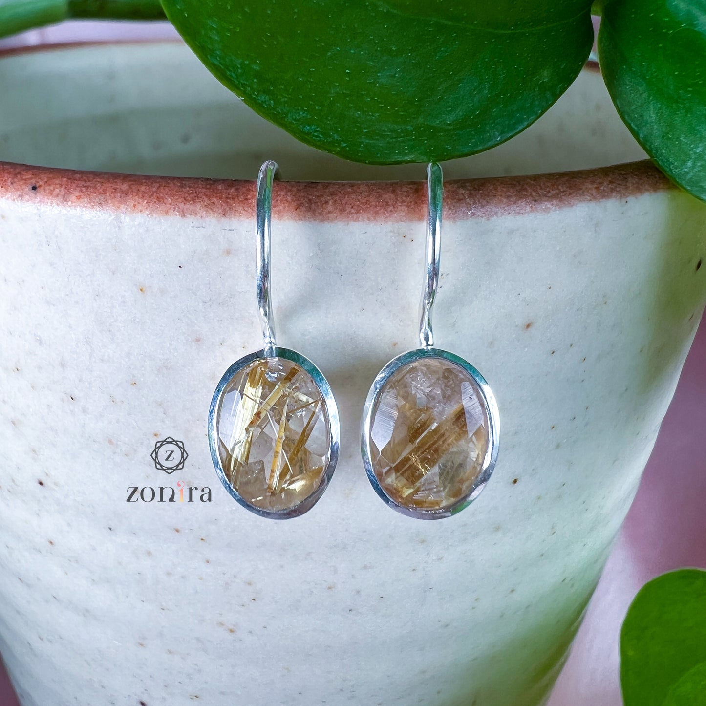 Ilaya Silver Earrings - Golden Rutile