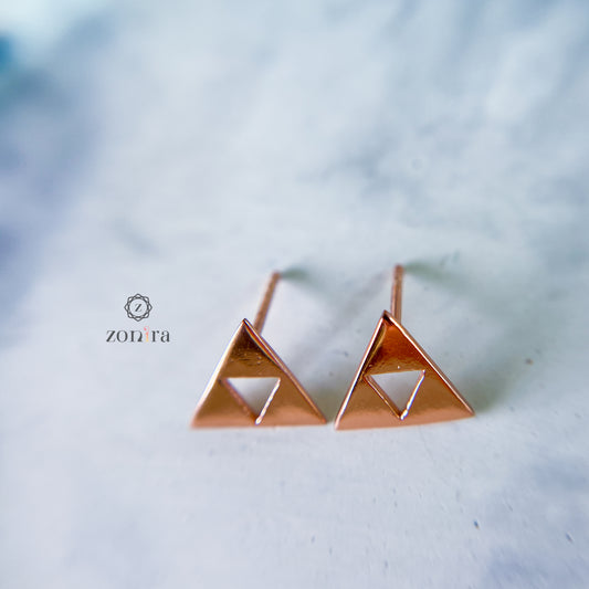 Maavi 92.5 Silver Studs - Pyramid Rose-Gold