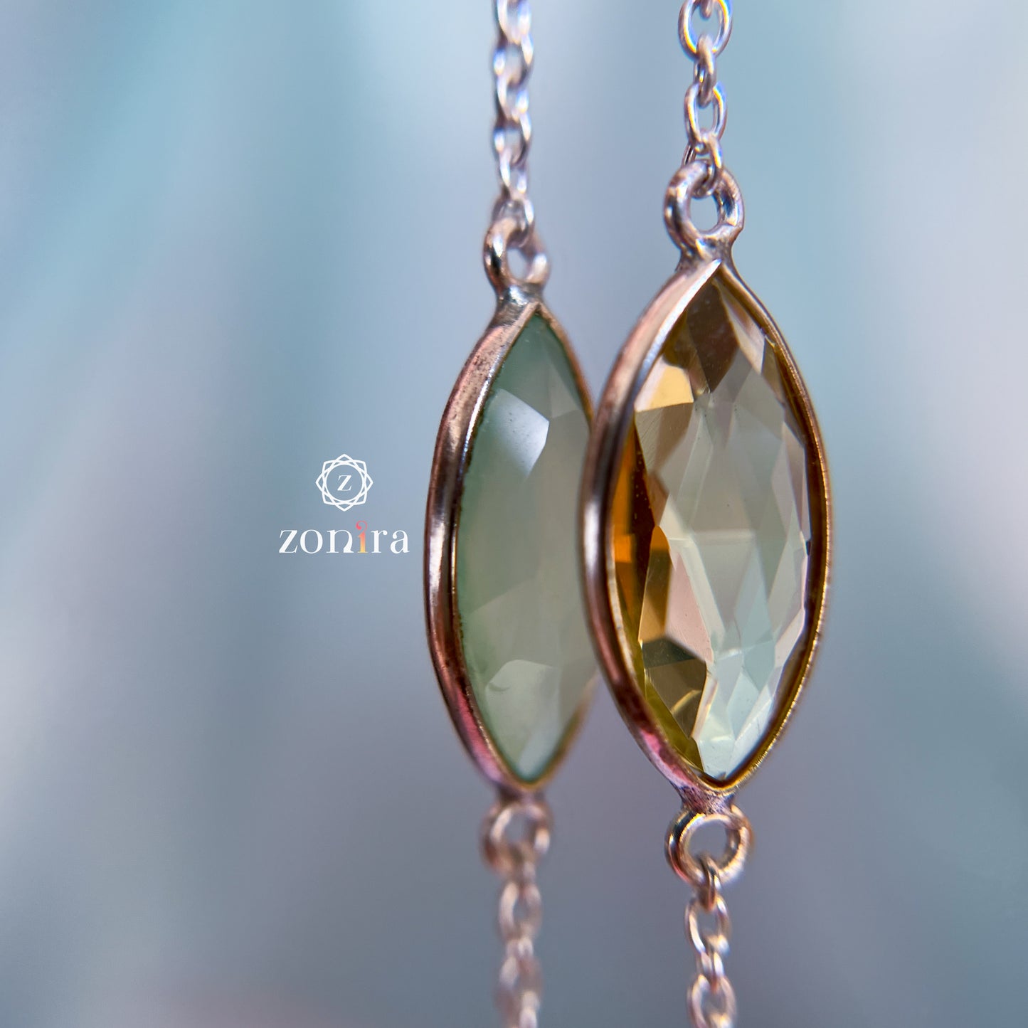 Ecstacy Silver Necklace - Prehnite Chalcedony & Lemon Topaz