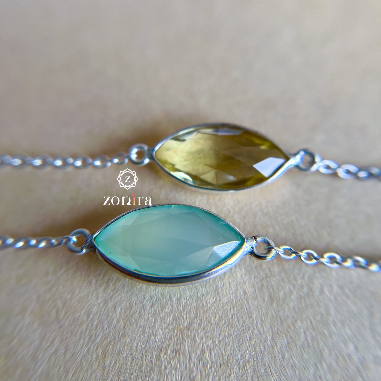 Ecstacy Silver Necklace - Prehnite Chalcedony & Lemon Topaz