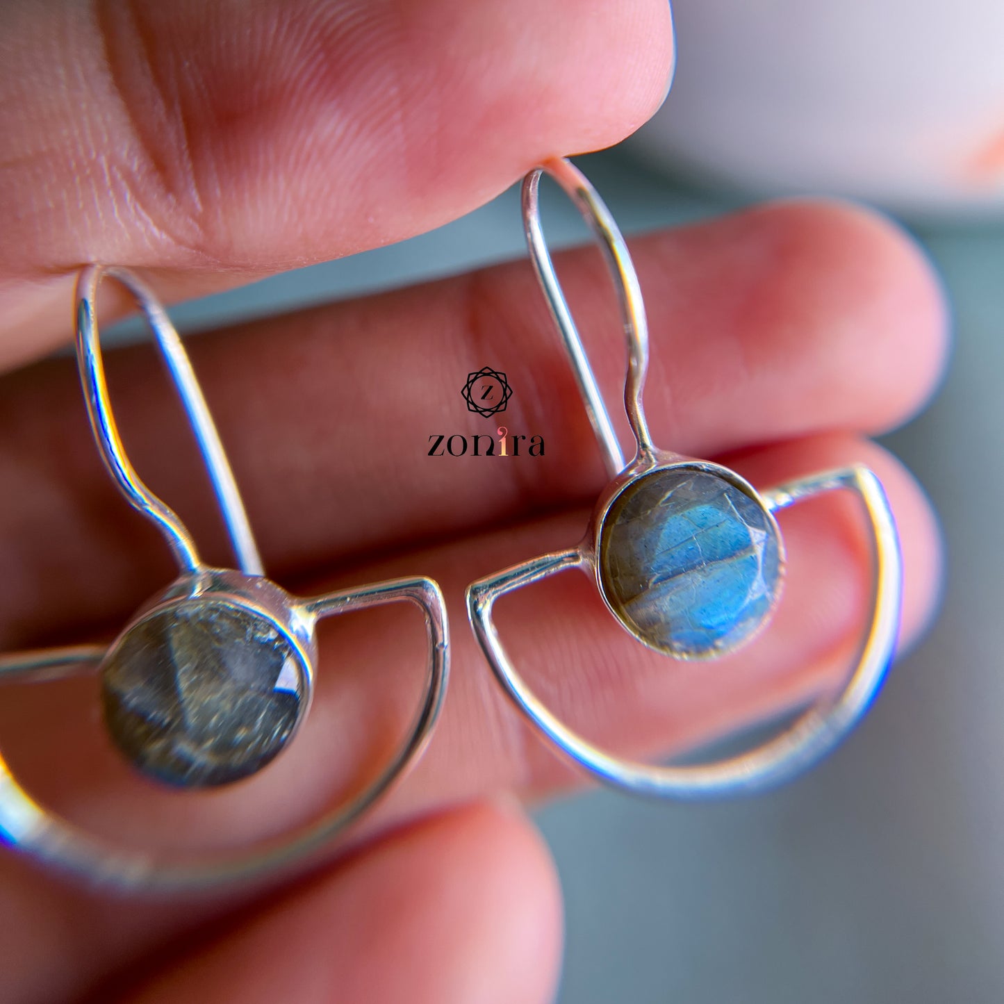 Sia Silver Earrings - Labradorite