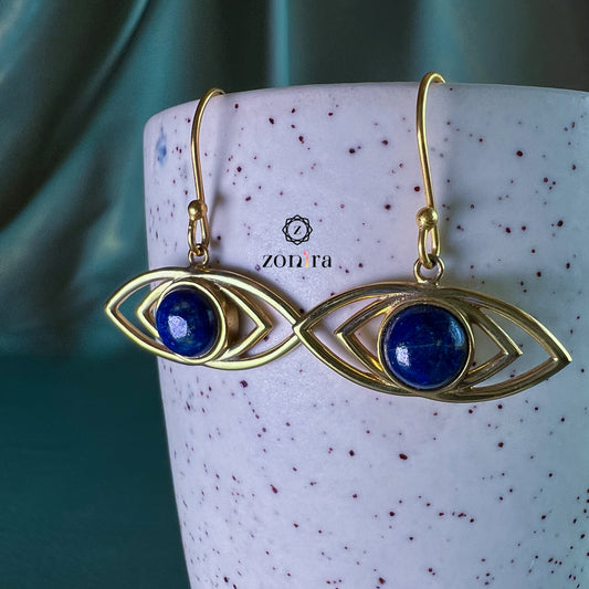 Sia Silver Danglers - Lapis Lazuli Gold