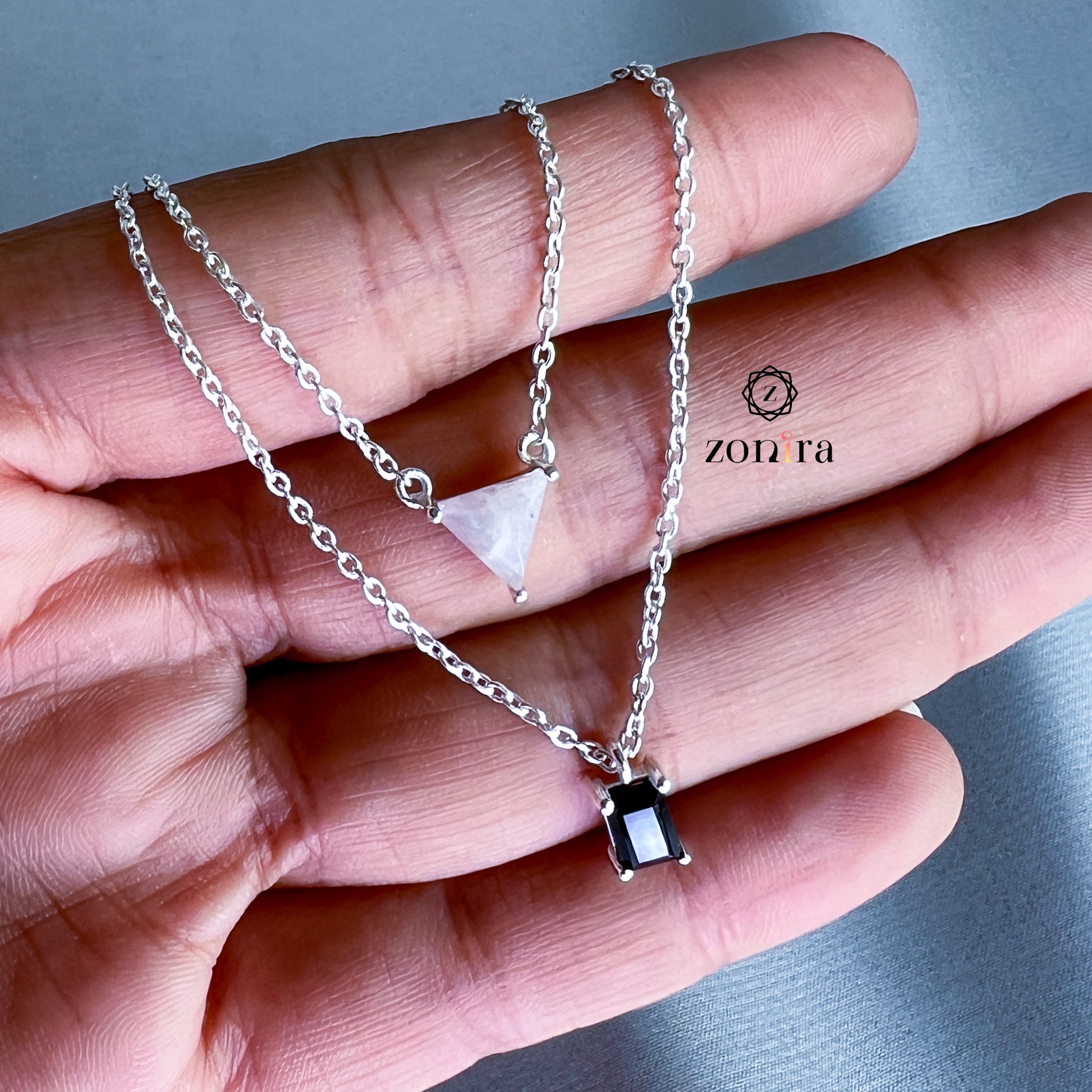 Oxidized Silver Moonstone Chain Necklace – Yifat Bareket Jewelry Designs