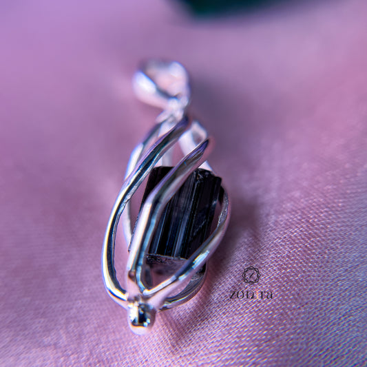 Dori Silver Pendant - Raw Black Tourmaline