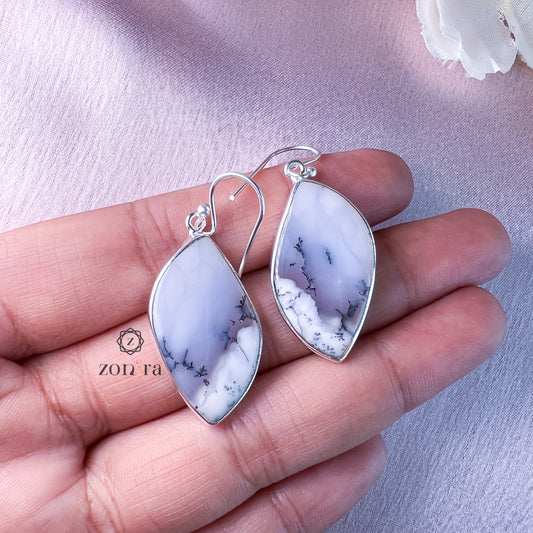 Ekayaa Silver Danglers - Dendritic Opal