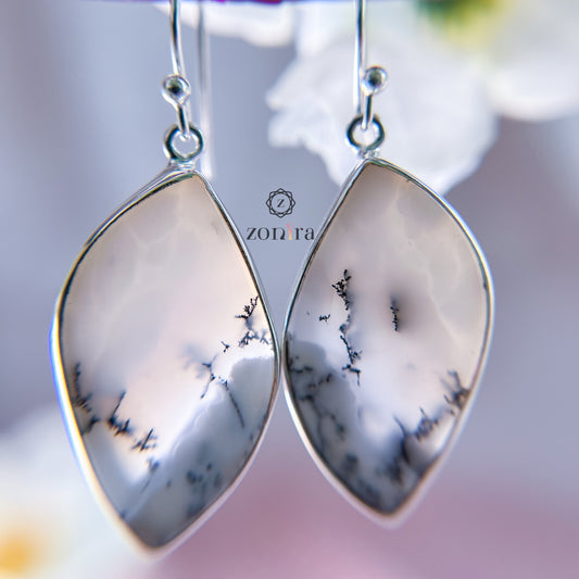 Ekayaa Silver Danglers - Dendritic Opal