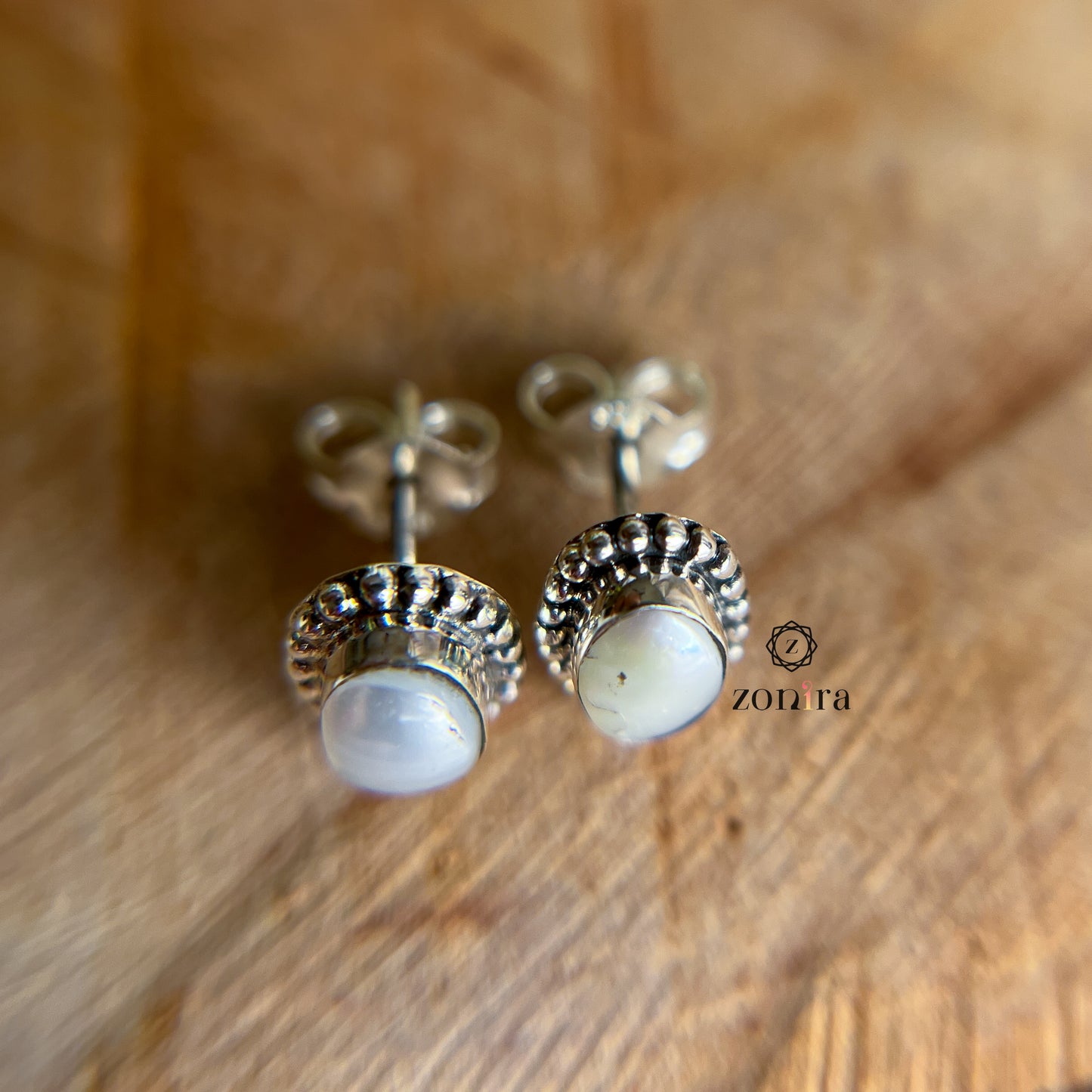 Onila Oxidised Silver Studs - Pearl