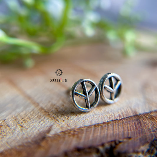 Mayri Oxidised 92.5 Silver Studs - Peace