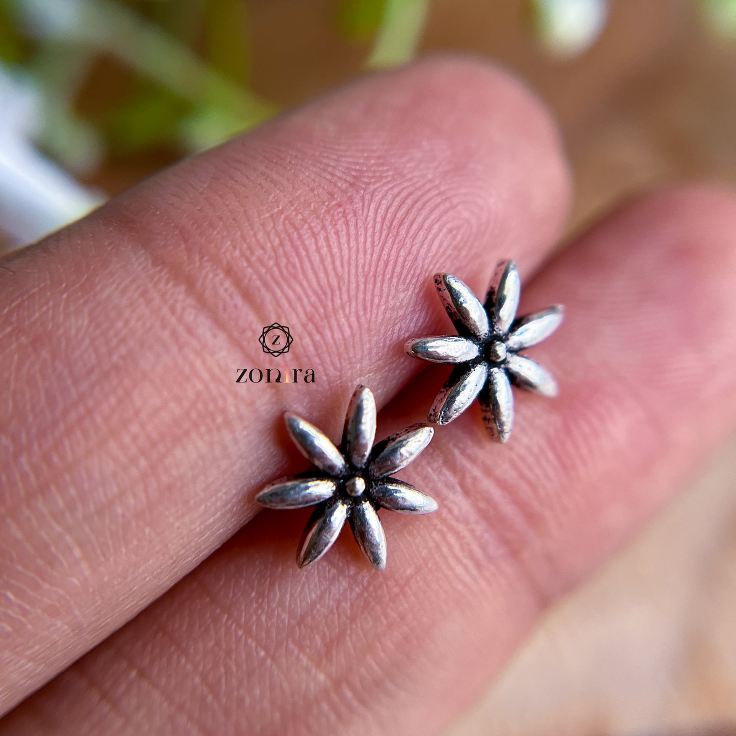 Mayri Oxidised 92.5 Silver Studs - Anise