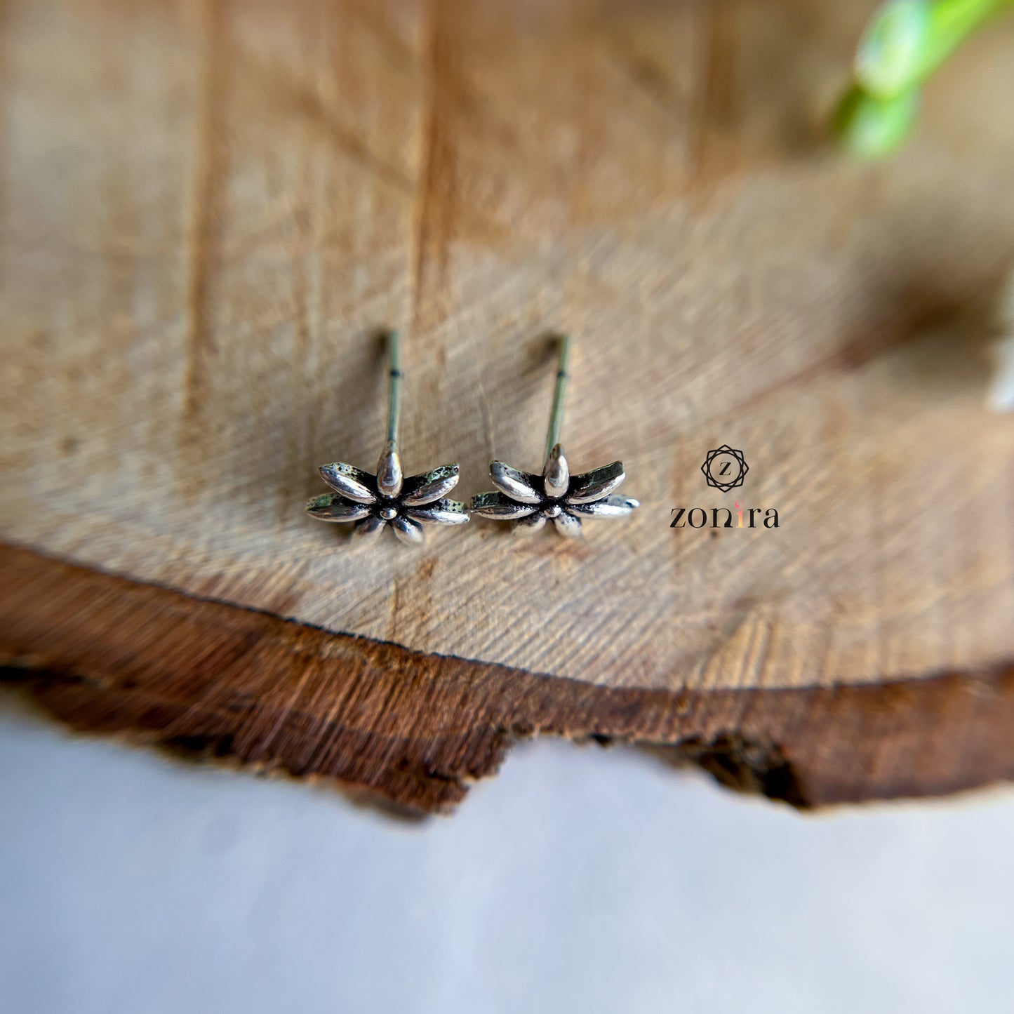 Mayri Oxidised 92.5 Silver Studs - Anise