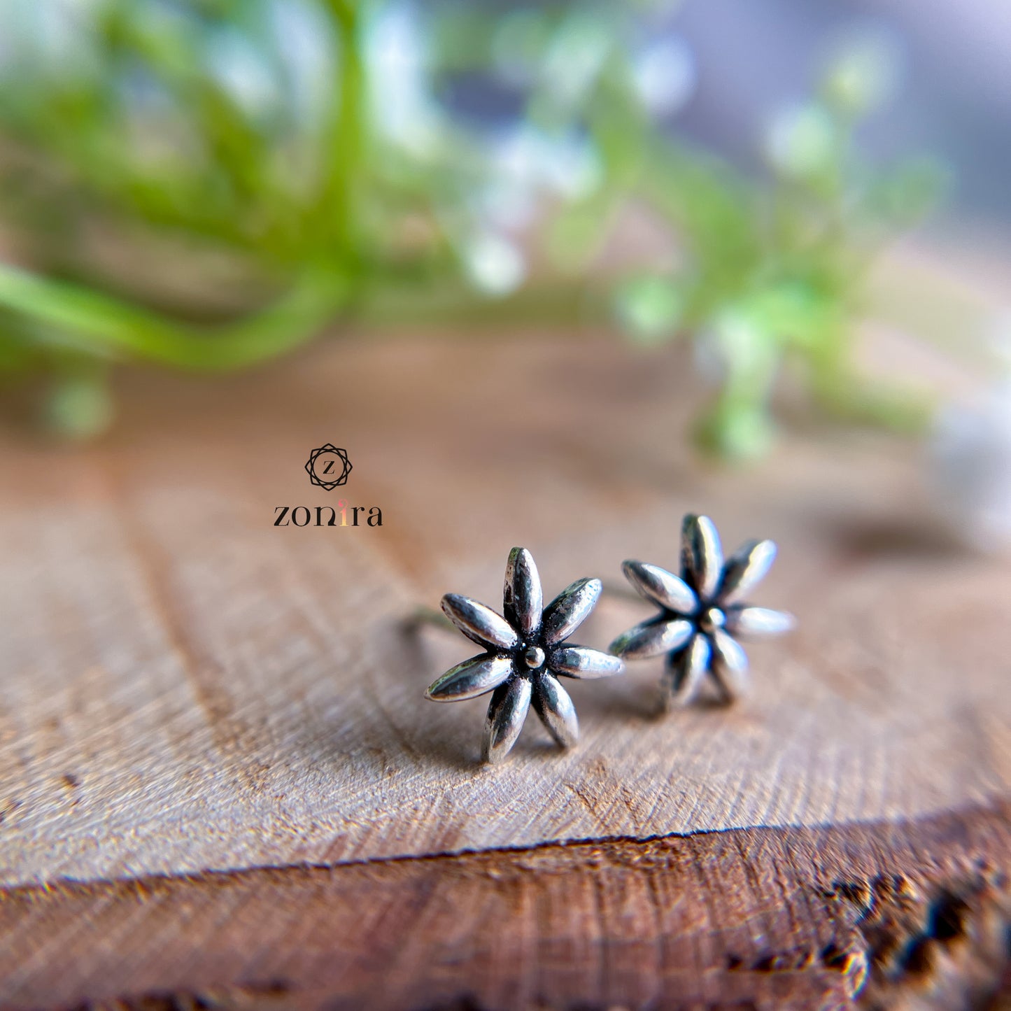 Mayri Oxidised 92.5 Silver Studs - Anise