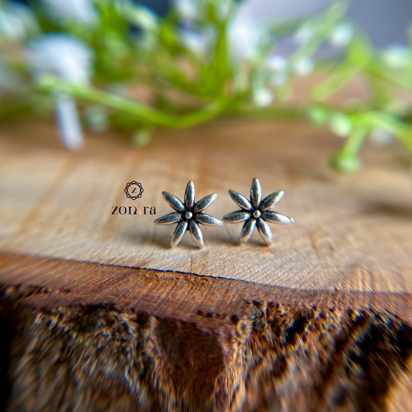 Mayri Oxidised 92.5 Silver Studs - Anise