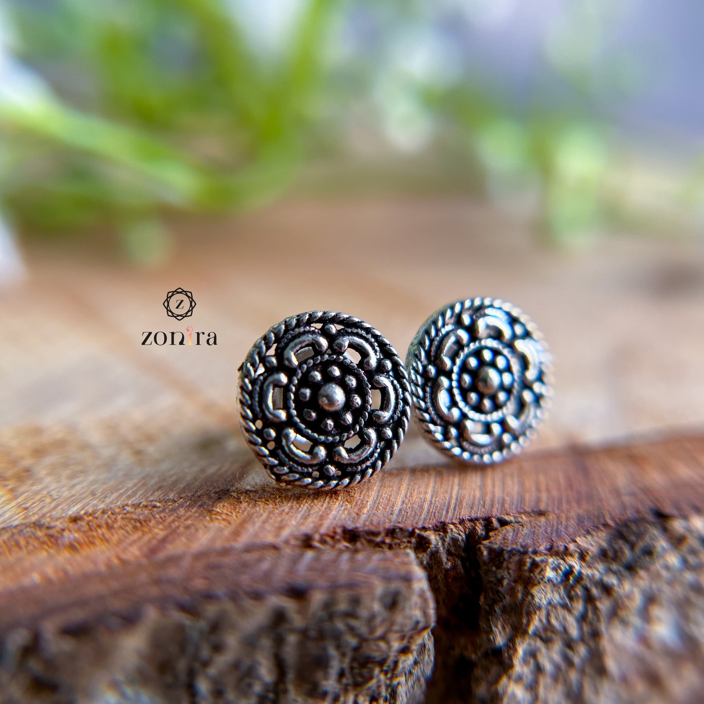 Mayri Oxidised 92.5 Silver Studs - Flower Power