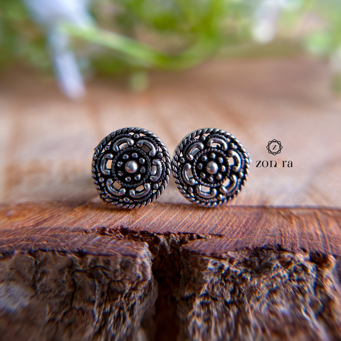 Mayri Oxidised 92.5 Silver Studs - Flower Power