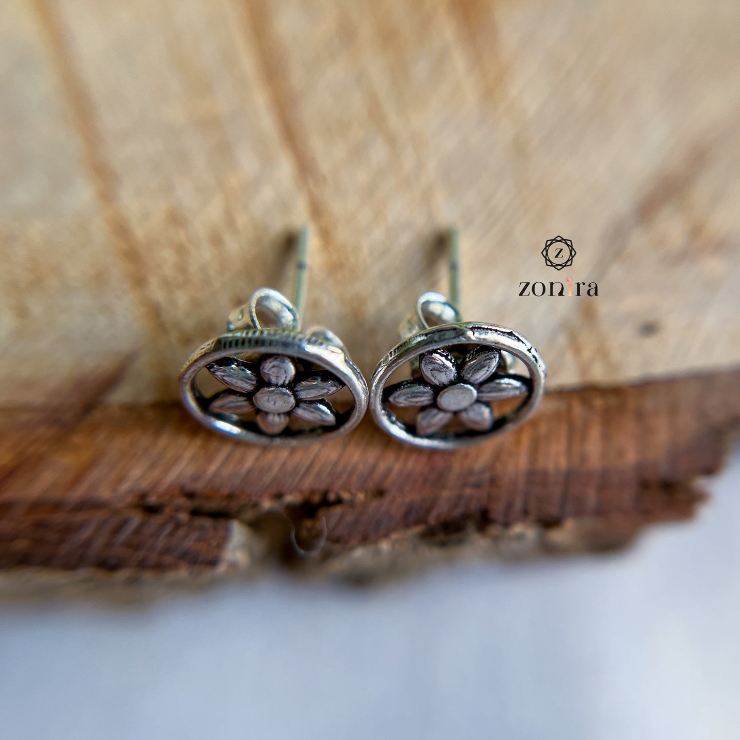 Mayri Oxidised 92.5 Silver Studs - Phool