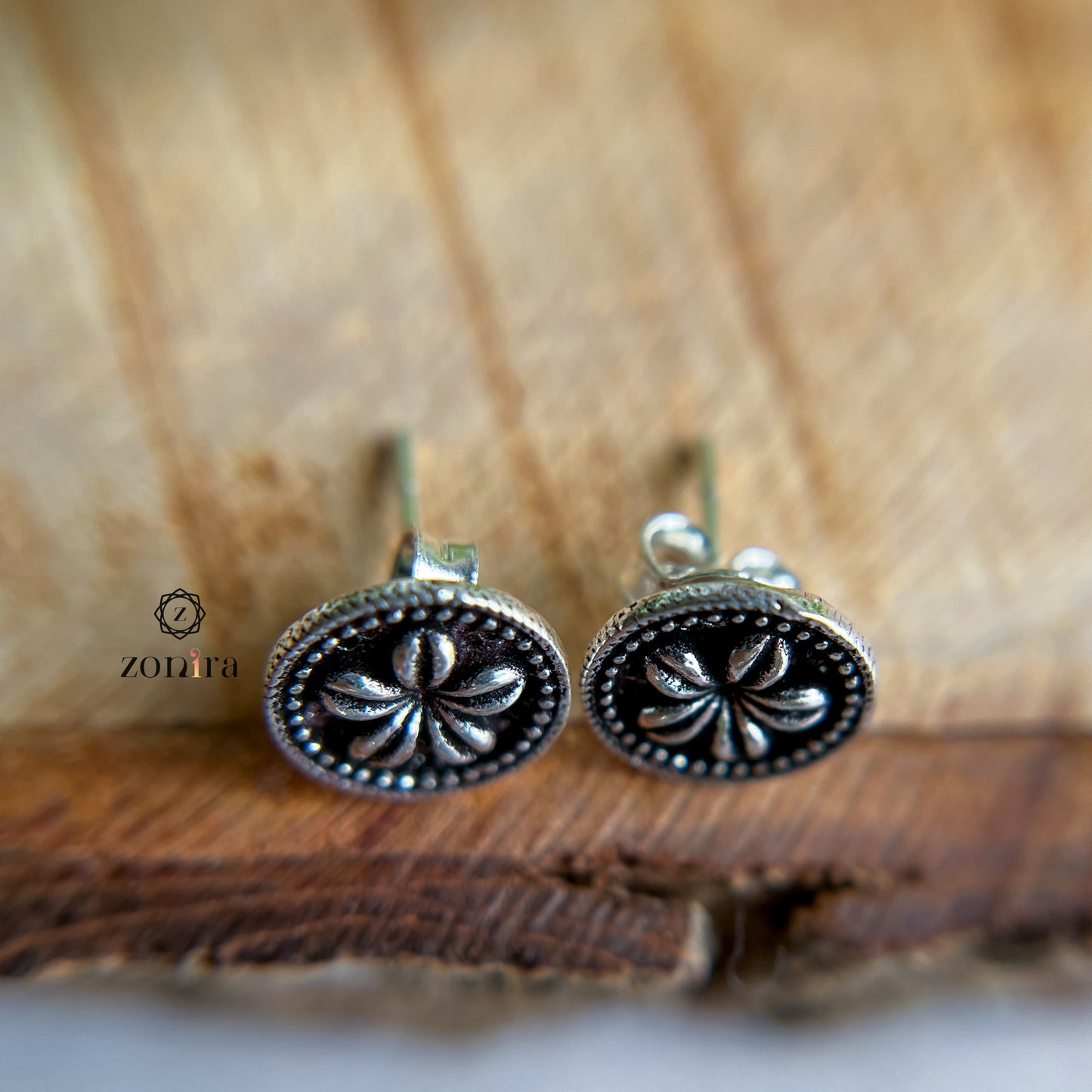 Mayri Oxidised 92.5 Silver Studs - Bloom