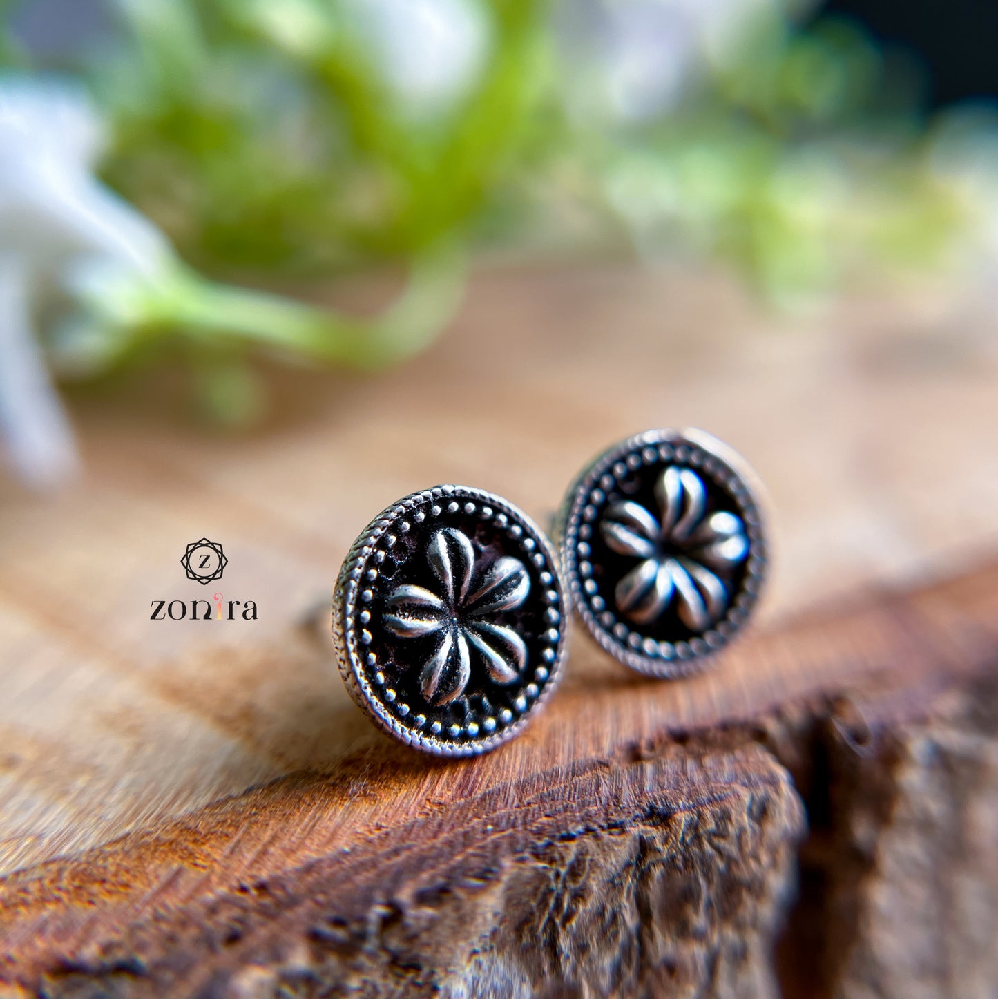 Mayri Oxidised 92.5 Silver Studs - Bloom