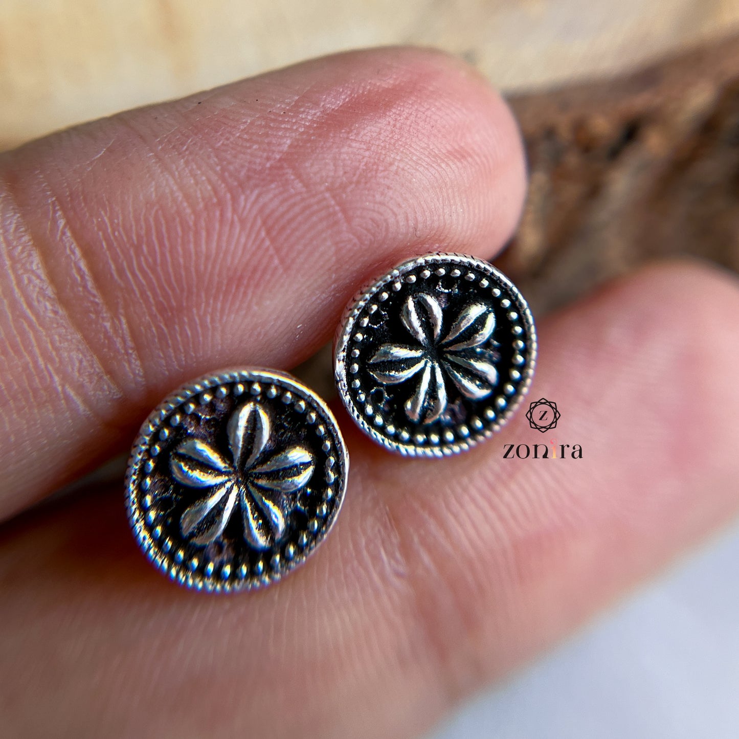 Mayri Oxidised 92.5 Silver Studs - Bloom