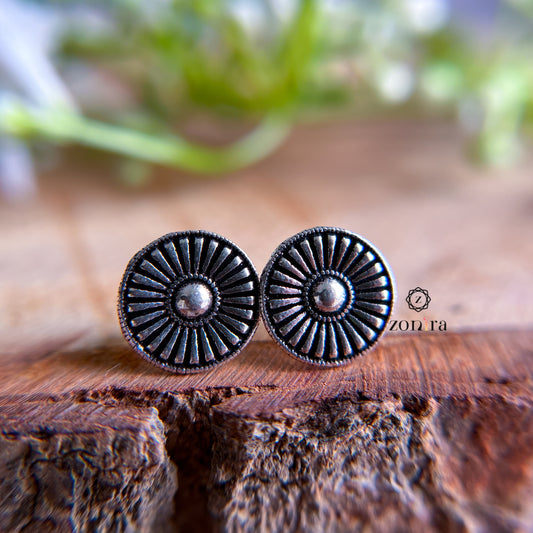 Mayri Oxidised 92.5 Silver Studs - Shield