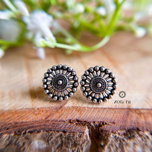 Mayri Oxidised 92.5 Silver Studs - Floret