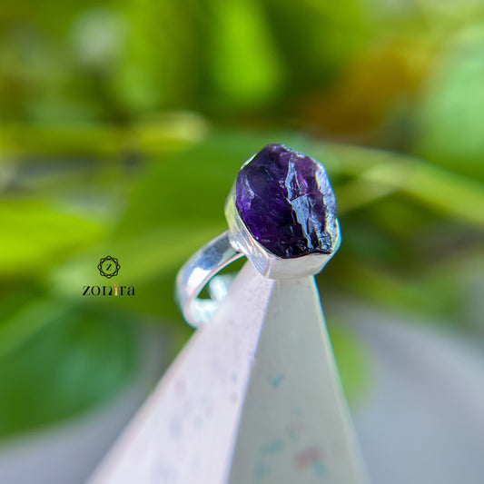 Eka Silver Ring - Raw Amethyst