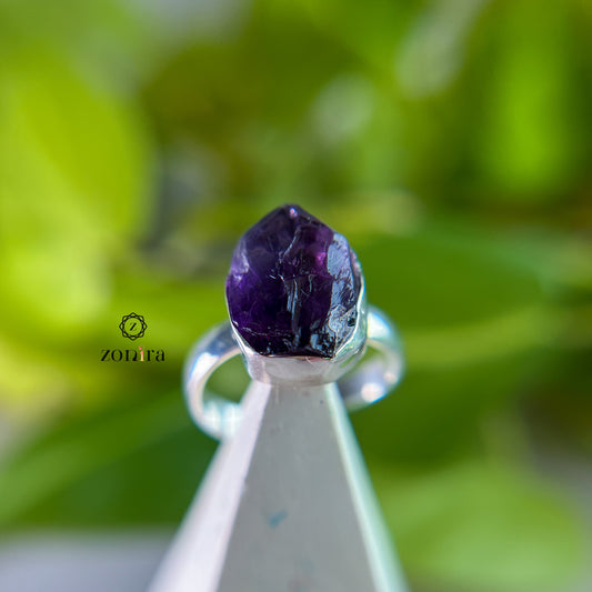 Eka Silver Ring - Raw Amethyst